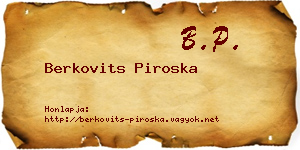 Berkovits Piroska névjegykártya